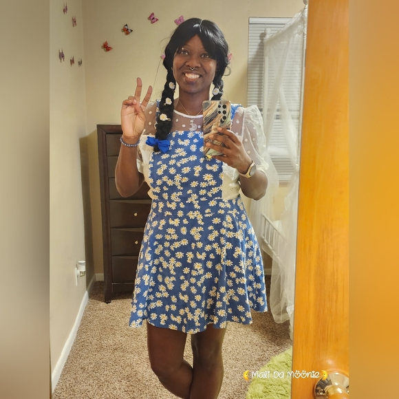 SHEIN Daisy Print Overall Dreas 0XL (12) - Picture 1 of 3